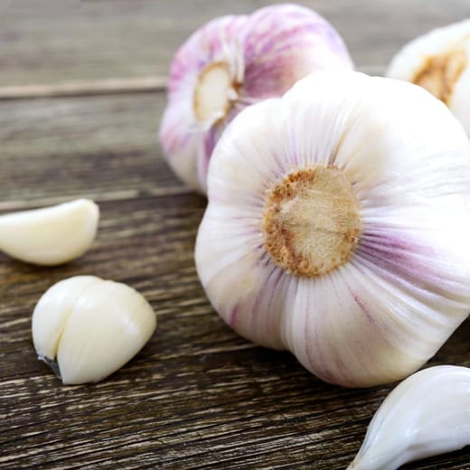 Bulbos y dientes de ajo (Allium sativum), ingrediente tradicional de la herbolaria