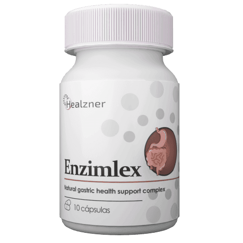 Caja de Enzimlex, cápsulas con canela, granada y cúrcuma disponibles en México
