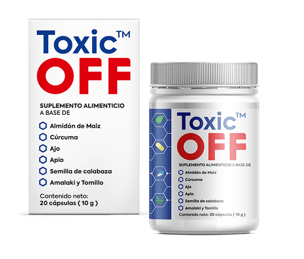 Caja de Toxic OFF, complejo vegetal con apio, ajenjo y cúrcuma disponible en México